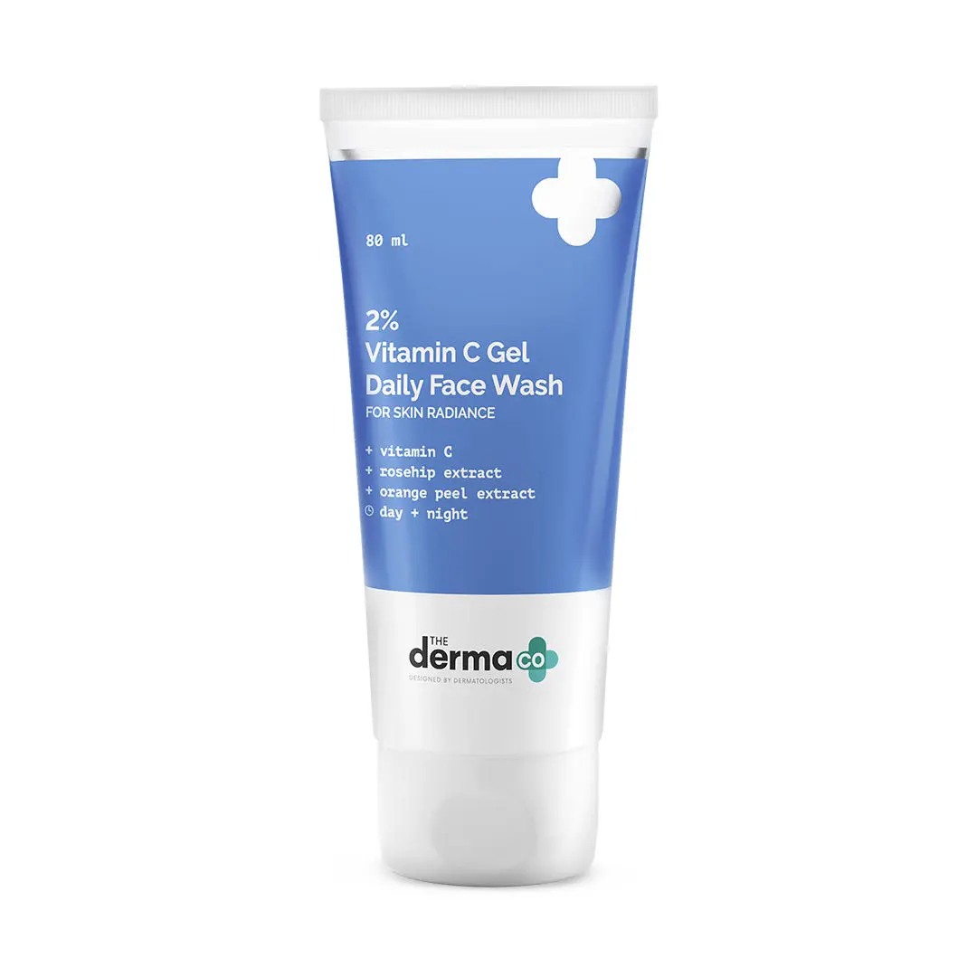 The Derma Co. 2% Vitamin C Gel Daily Face Wash with Vitamin C, Rosehip & Orange Peel Extract for Glowing Skin - 80ml