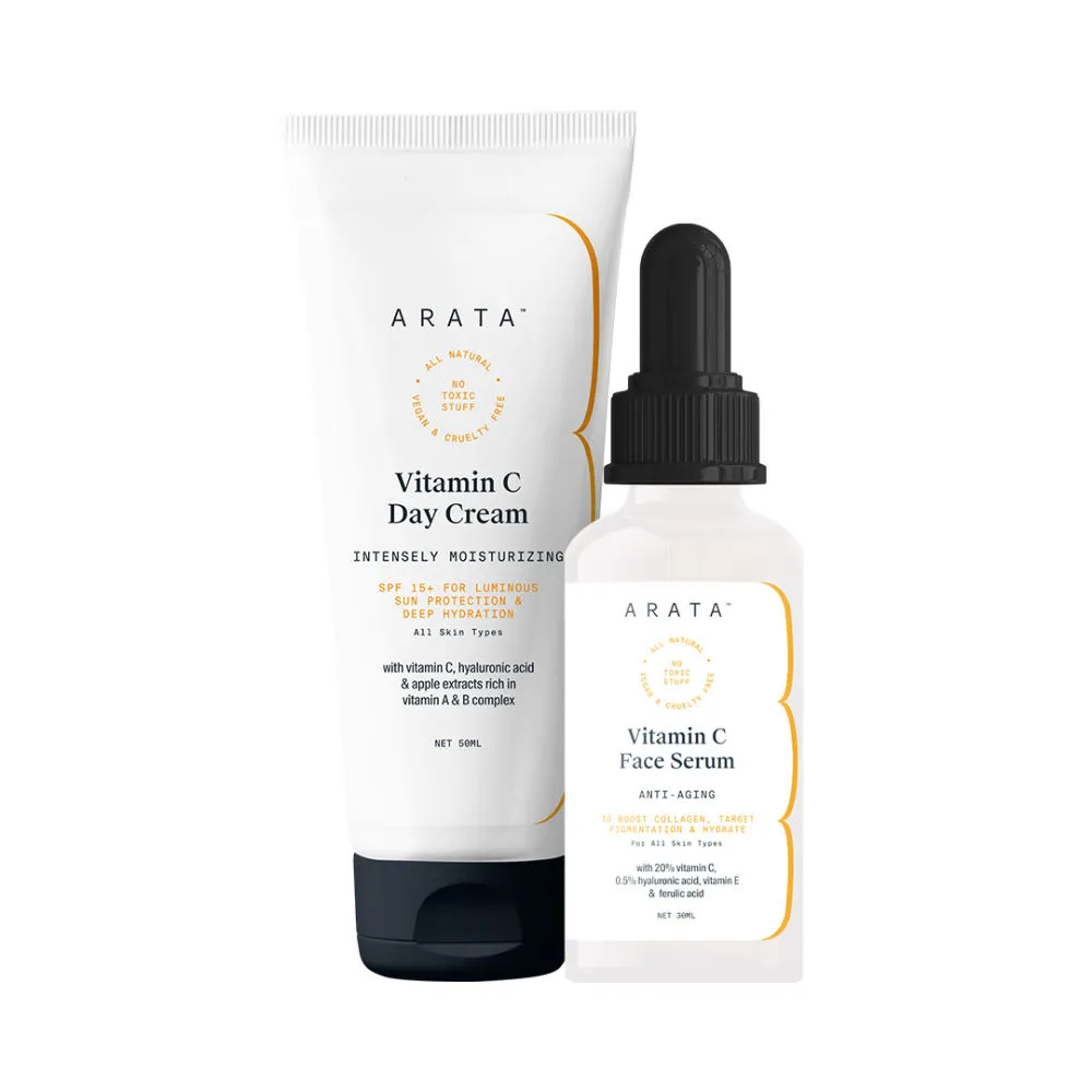 Arata Vitamin C Luminous Day Cream & Face Serum Skin Combo