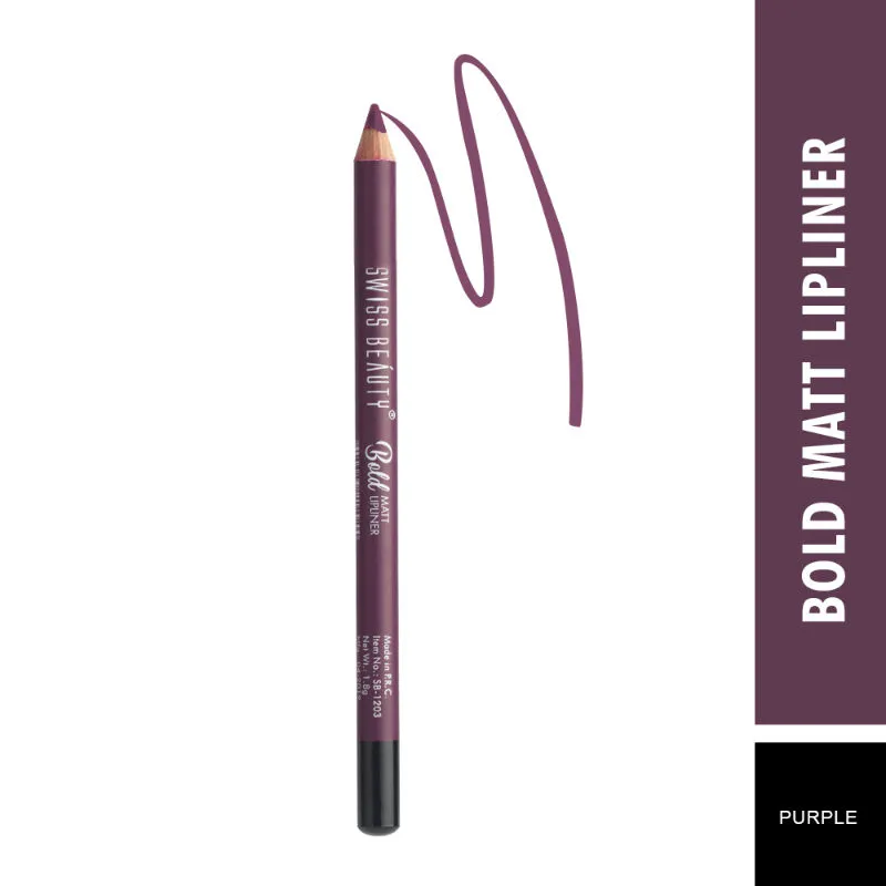 Swiss Beauty Bold Matte Lip Liner Pencil Set with Smudge Free and Waterproof Formula - 11 Purple