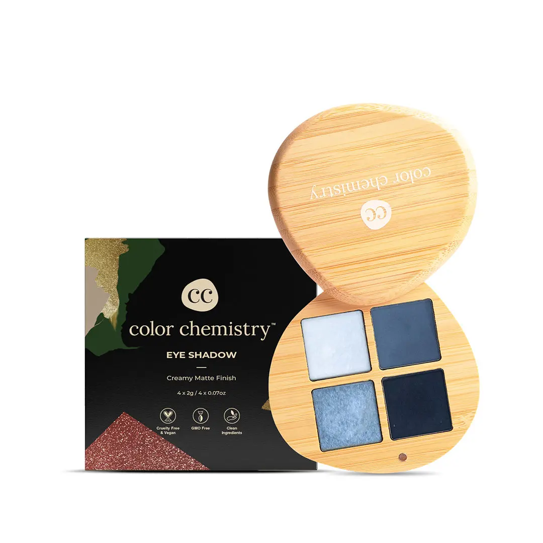 Color Chemistry Eyeshadow Quad, 4 Intense Pigments, Super Blendable, Enriched with Rosehip & Green Tea - Certified Organic (8 g) Celestial EQ03