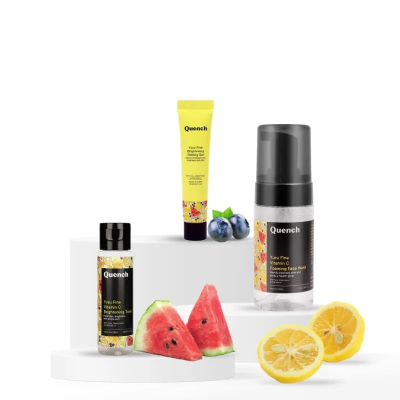 Quench Yuzu Tradition Refreshing Kit, Foaming Face Wash, Brightening Peeling Gel, Brightening Toner