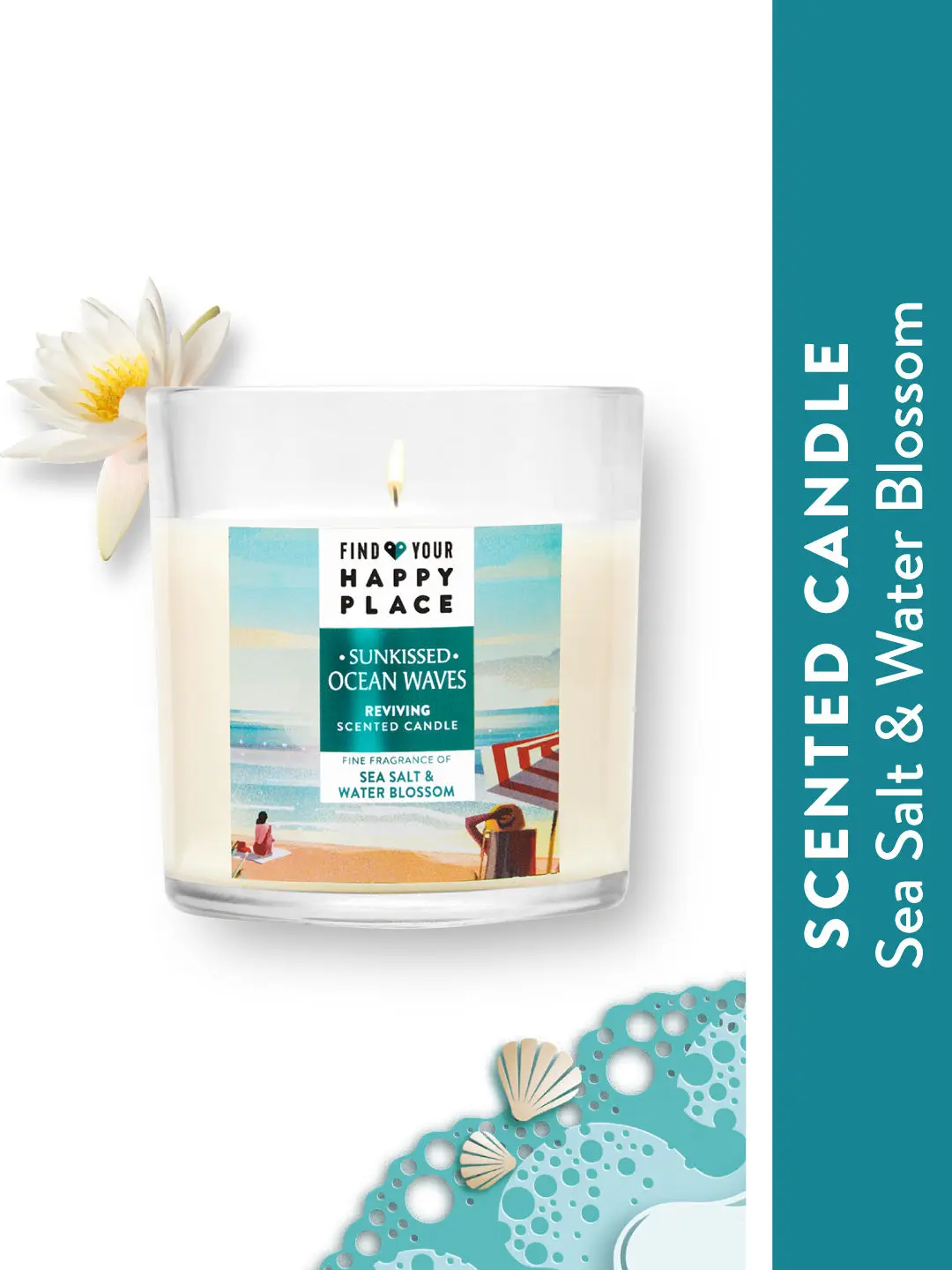 Find Your Happy Place - Sunkissed Ocean Waves Scented Candle Sea Salt & Water Blossom 200g