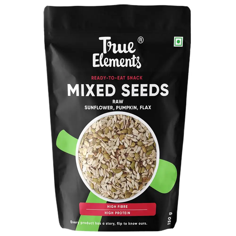 True Elements Raw Sunflower Pumpkin and Flax Seeds,  Unflavoured  0.125 kg