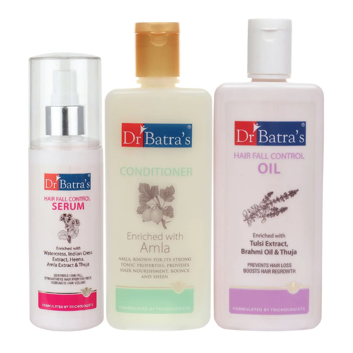 Dr Batra's Hair Fall Control Serum-125 ml, Conditioner - 200 ml and Hair Fall Control Oil- 200 ml         