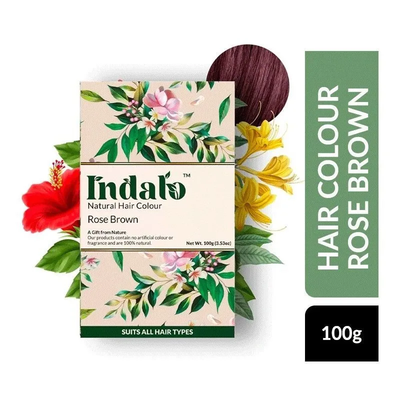 Indalo Natural Baheda And Brahmi Hair Colour - Rose Brown