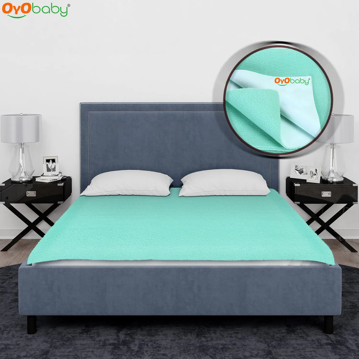 OYO Baby Waterproof Rubber Sheet Double Bed Size (260cm X 200cm, Sea Green)