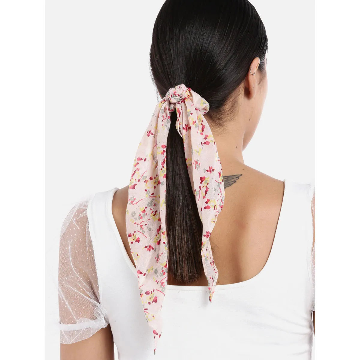 Blueberry Floral Printed Multi Ruffle Scrunchie