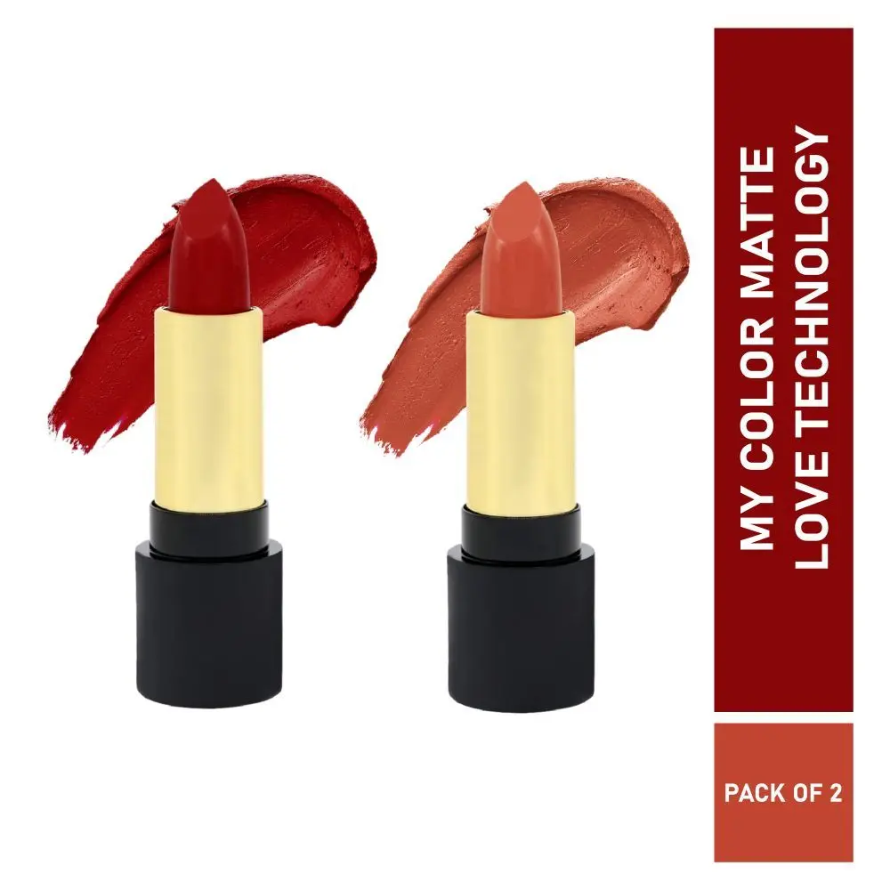 Half N Half Velvet Matte Texture Lipstick My Colour, Cherry-Red & Ravishing-Nude, PO2 (7.6gm)