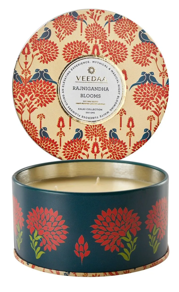 Veedaa Rajanigandha Blooms 3 Wick Tin Scented Candle