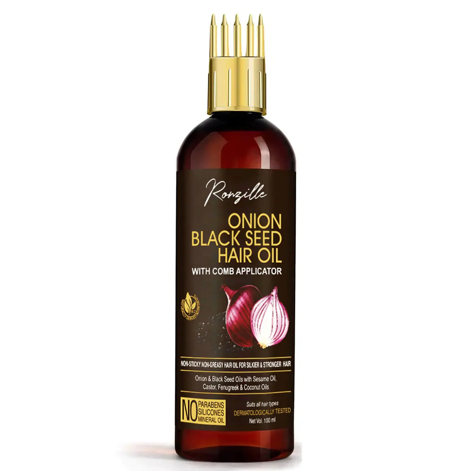 Ronzille Onion Hair Oil With Black Seed Oil Extracts - Controls Hair Fall - 100Ml