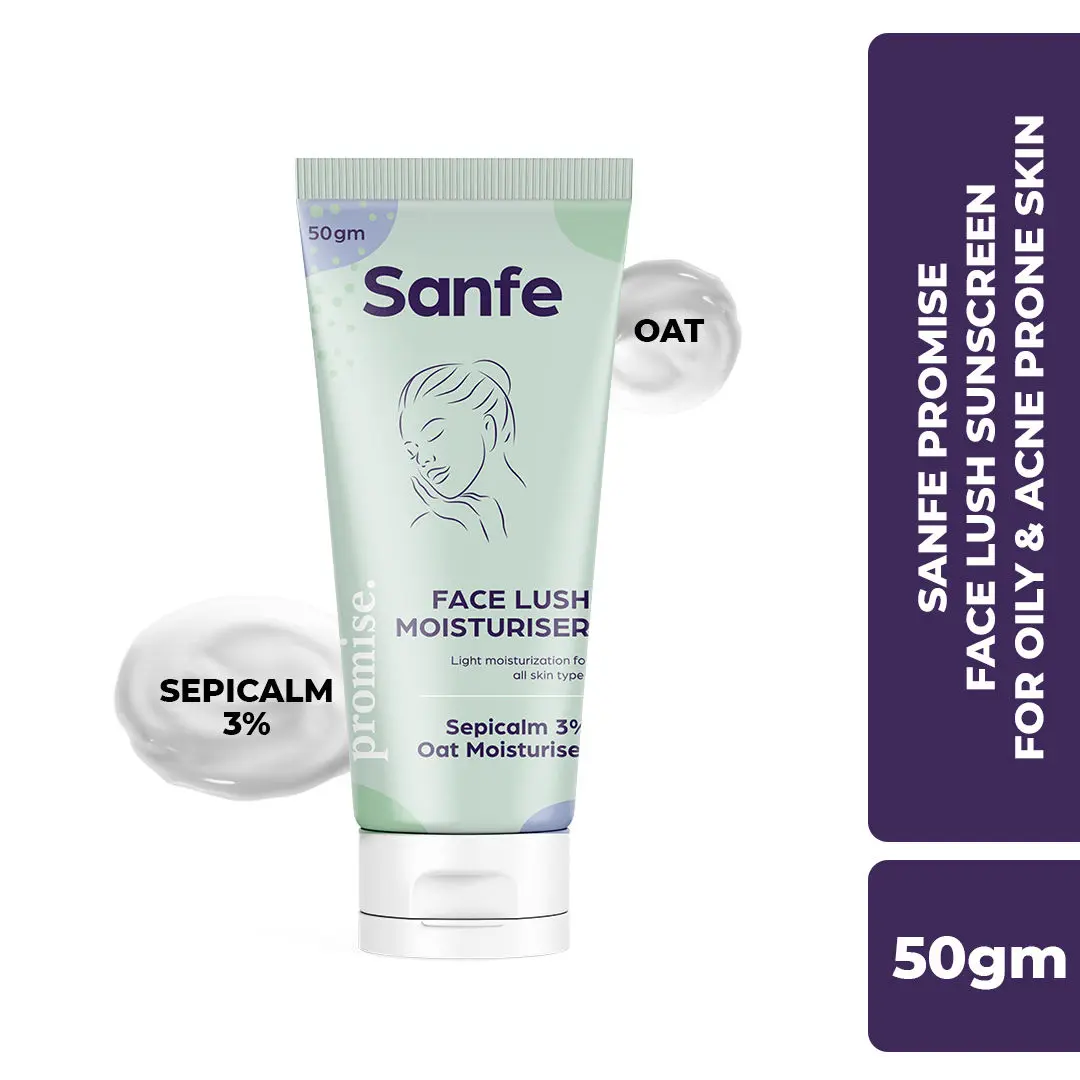 Sanfe.Beauty Promise 3% Sepicalm Face Lush Moisturiser | For Oily & Acne Prone Skin, 50gm | Lightweight Moisturizer, By Sanfe (Multicolor) | Sepicalm Face Moisturizer | Face Moisturizer for Oily Skin and Acne | Fragnance Free Face Moisturizer