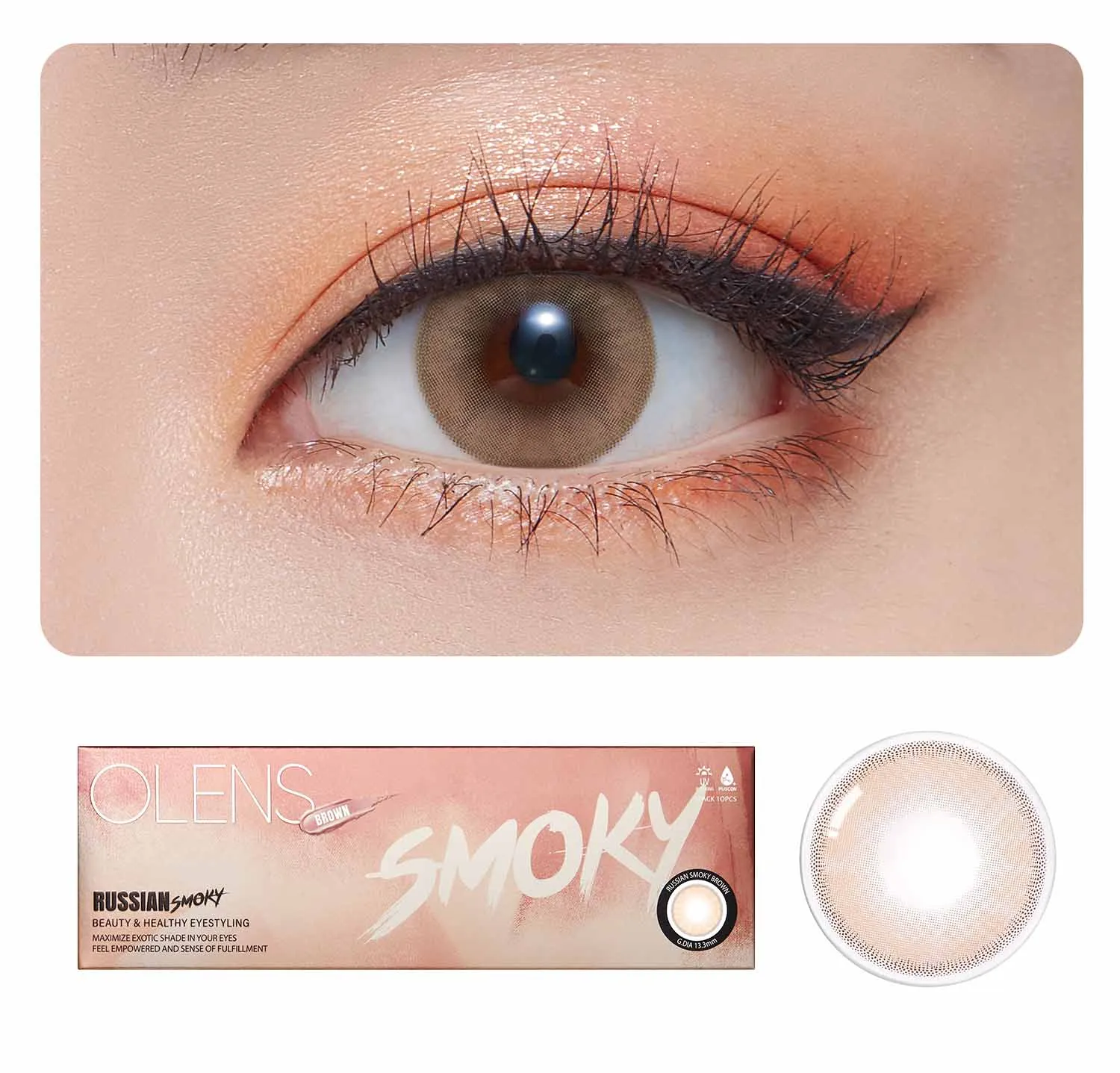 O-Lens Russian Smoky 1Day Coloured Contact Lenses - Brown (-1.00) - (5 Pairs )