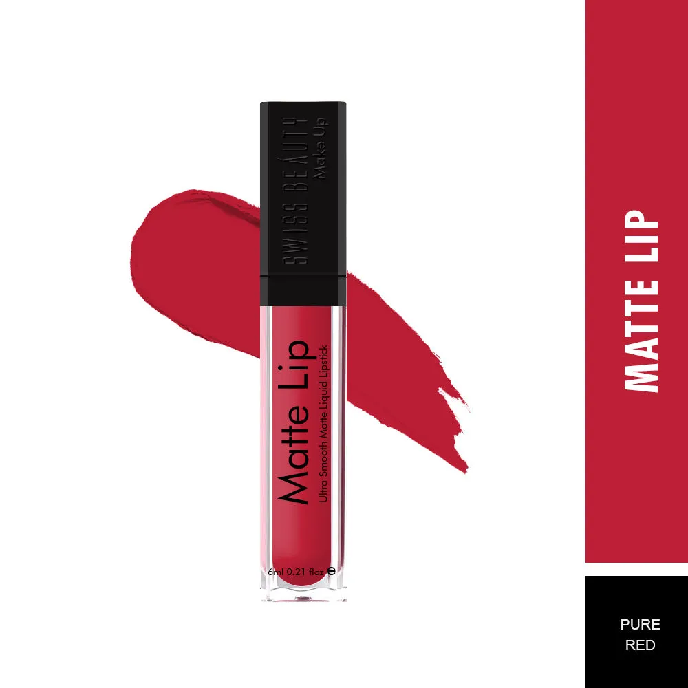 Swiss Beauty Matte Lip Ultra Smooth Matte Liquid Lipstick - 24 Pure Red