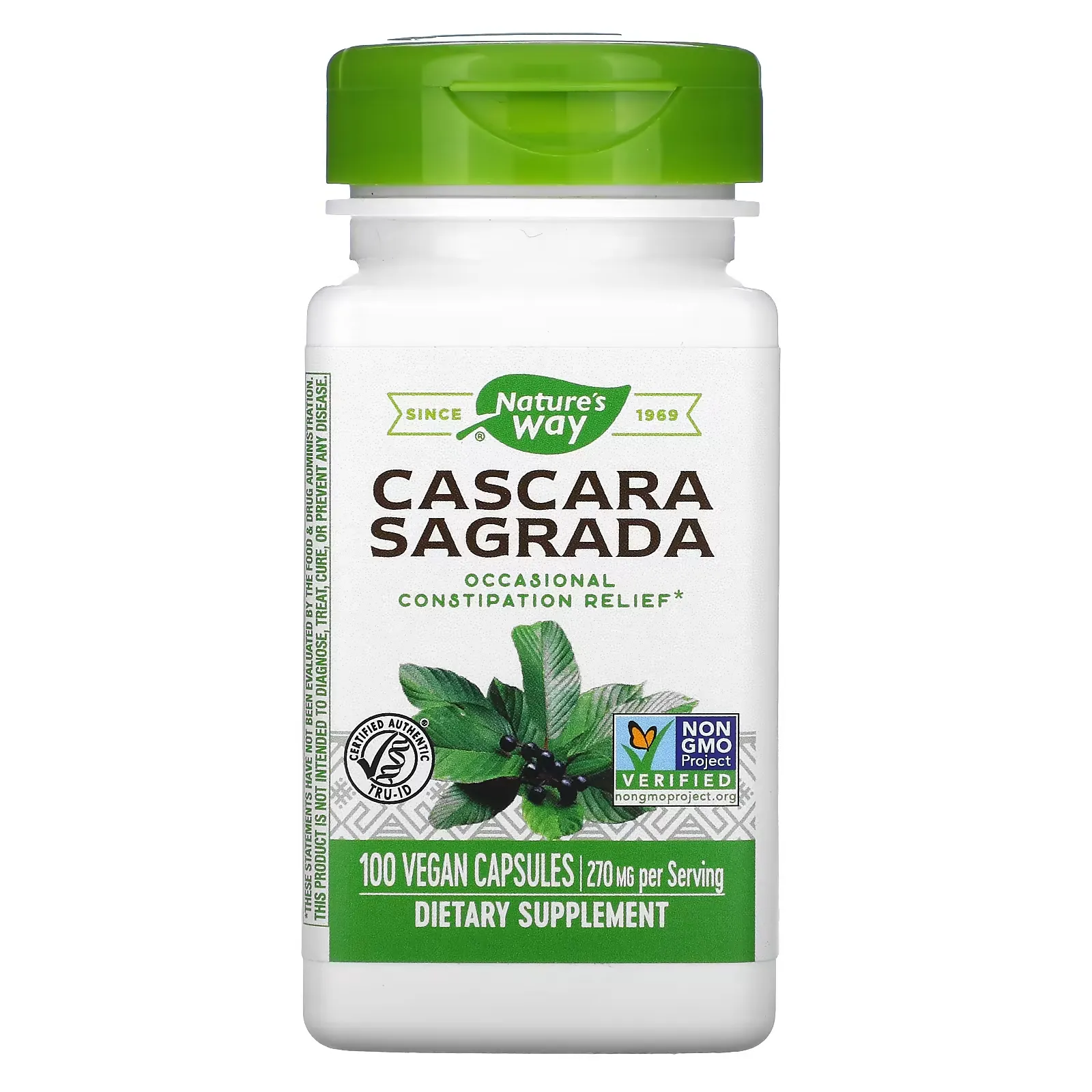 Cascara Sagrada, 270 mg, 100 Vegan Capsules