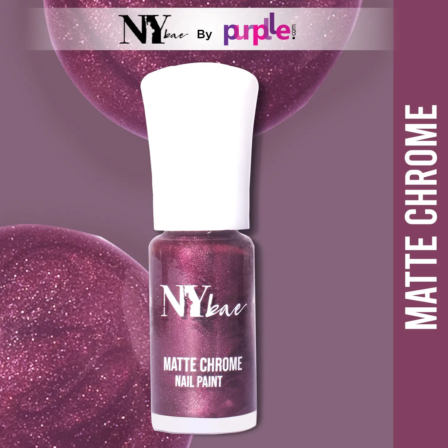 NY Bae Matte Chrome Nail Paint - Maroon Twill 11 (3 ml) | Maroon | Rich Pigment | Chip-proof | Travel Friendly | Cruelty Free