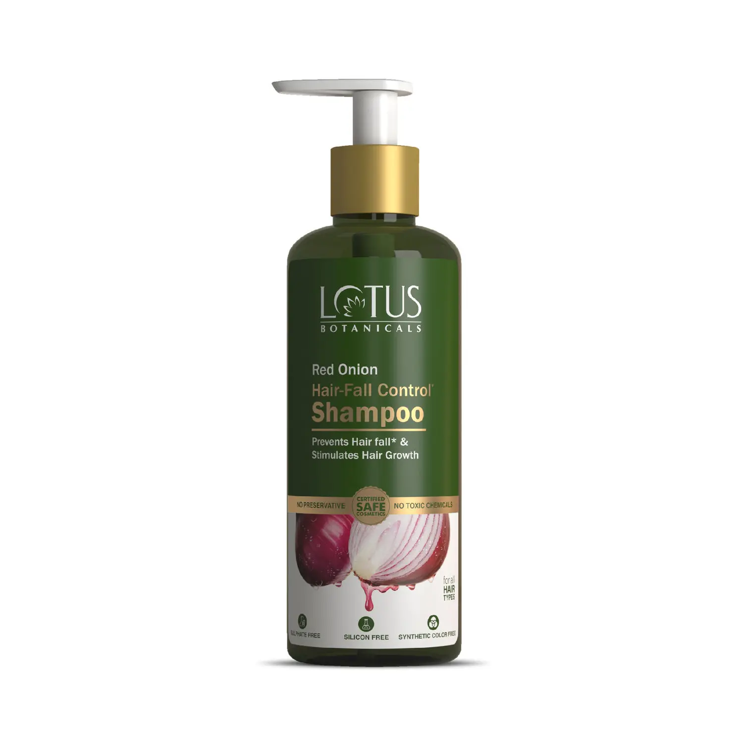 Lotus Botanicals Red Onion Hair Fall Control Shampoo | Sulphate, Silicon & Chemical Free | All Hair Types | 300ml