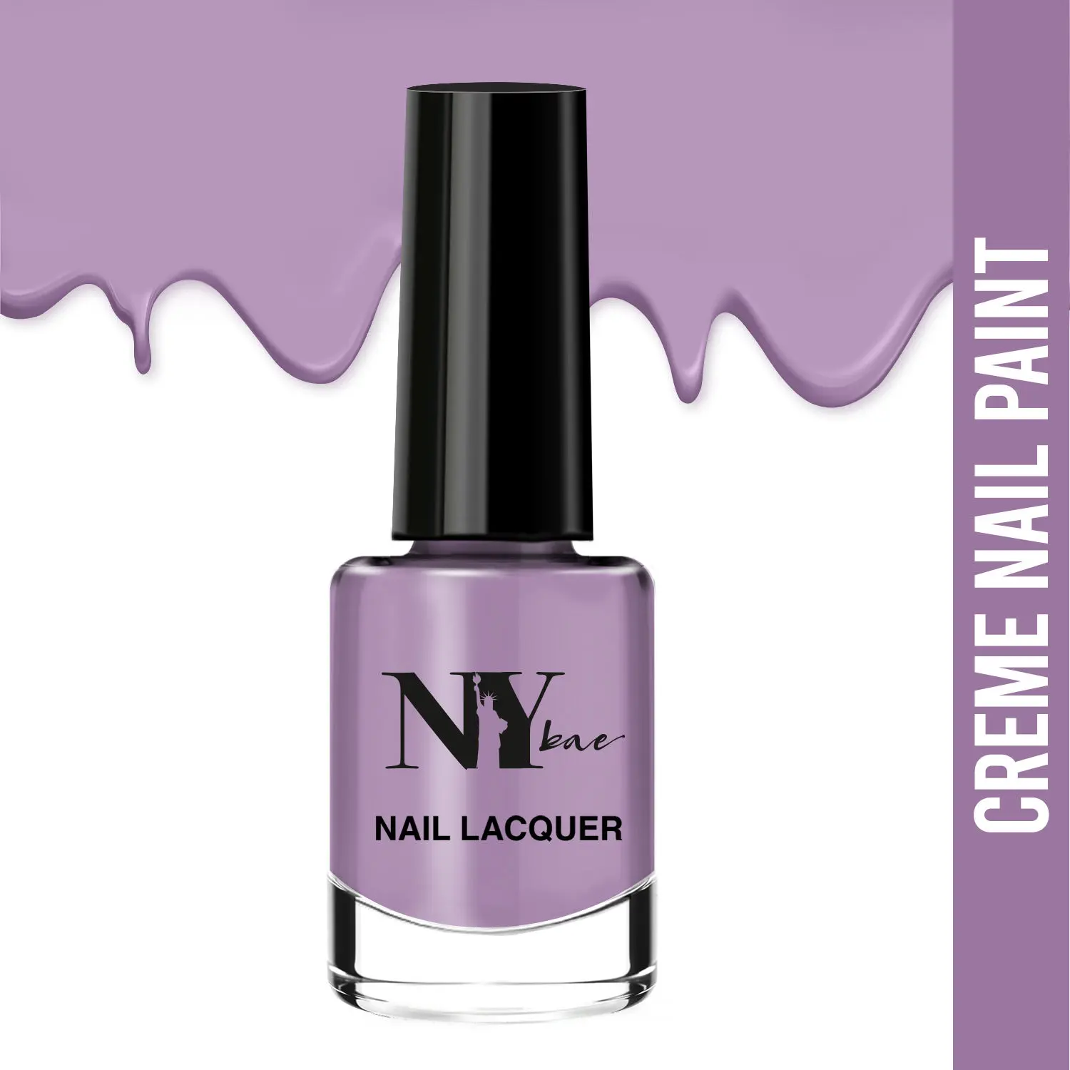 NY Bae Creme Nail Enamel - Milk With Crushed Blueberry 15 (6 ml) | Purple | Smooth Creamy Finish | Rich Colour Payoff | Chip Resistant | Quick Drying | One Swipe Application | Vegan | Cruelty & Lead Free | Non-Toxic