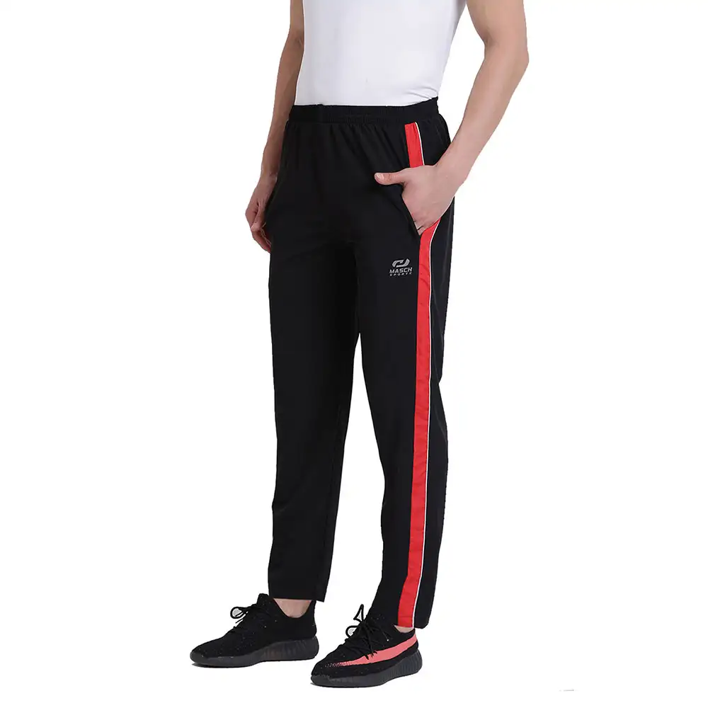 Masch Sports Mens Regular Fit Polyester Track Pants (MSTP 1218 CS SPPIP BRW),  Black  Large