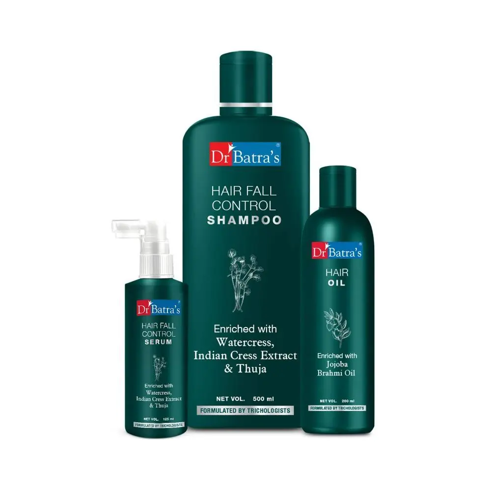 Dr Batra's Hair Fall Control Serum-125 ml, Hair Fall Control Shampoo - 500 ml and Hair Oil - 200 ml