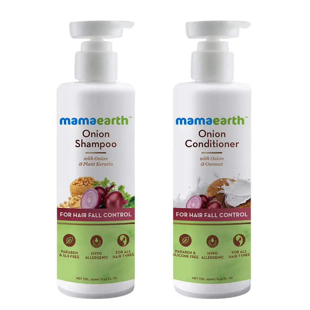 Mamaearth Anti Hair Fall Combo,  2 Piece(s)/Pack  Onion Shampoo 200ml + Onion Conditioner 200ml