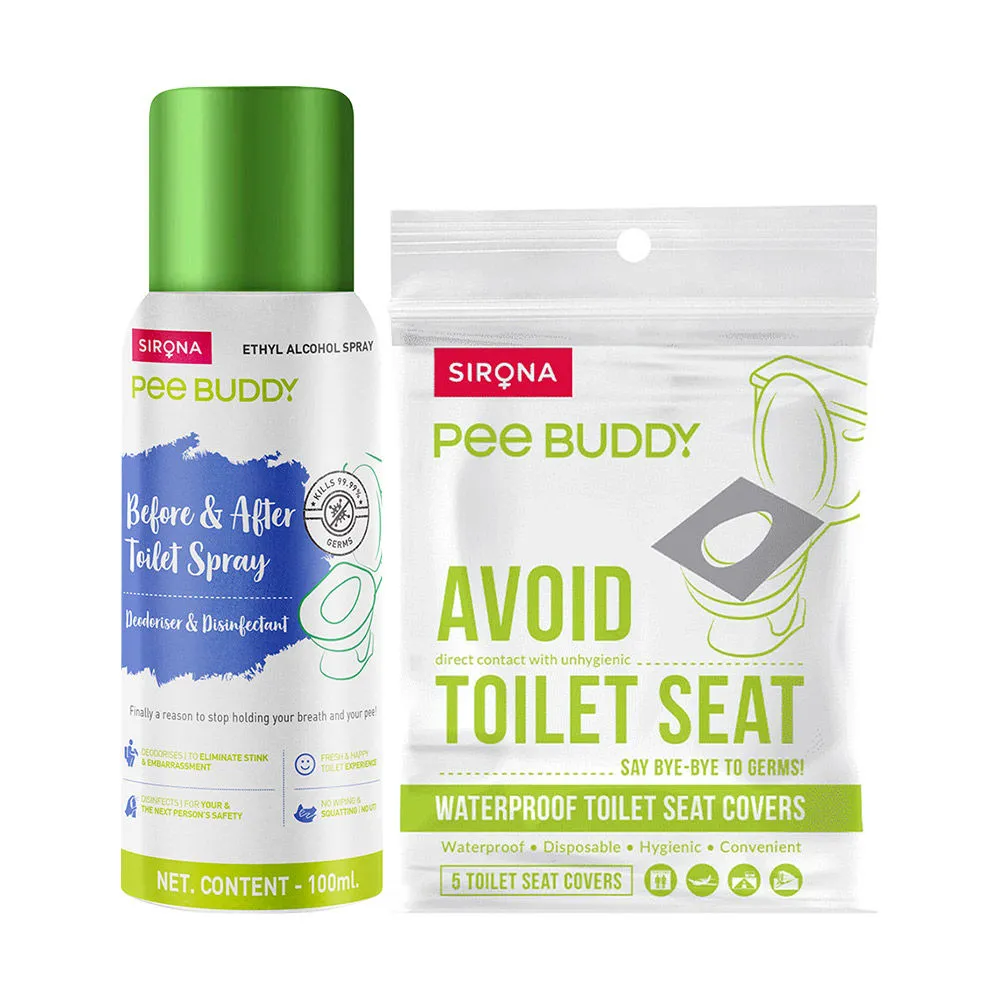 Peebuddy Waterproof Toilet Seat Covers With Vanilla Toilet Seat Sanitizer Spray