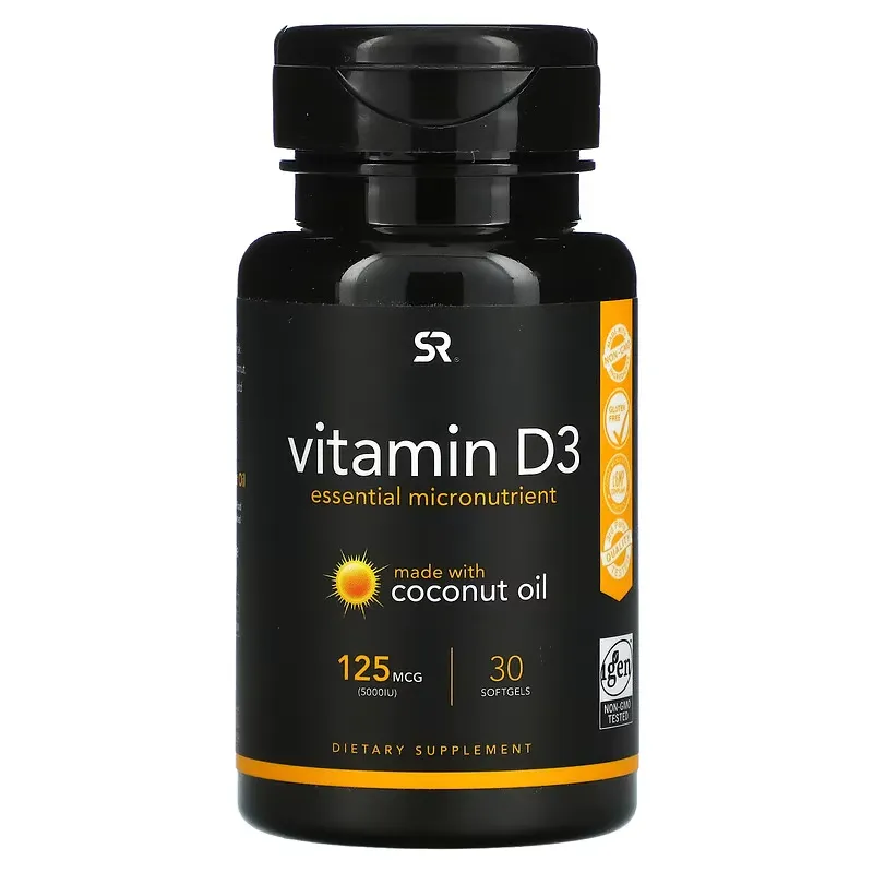 Vitamin D3, 125 mcg (5,000 IU), 30 Softgels