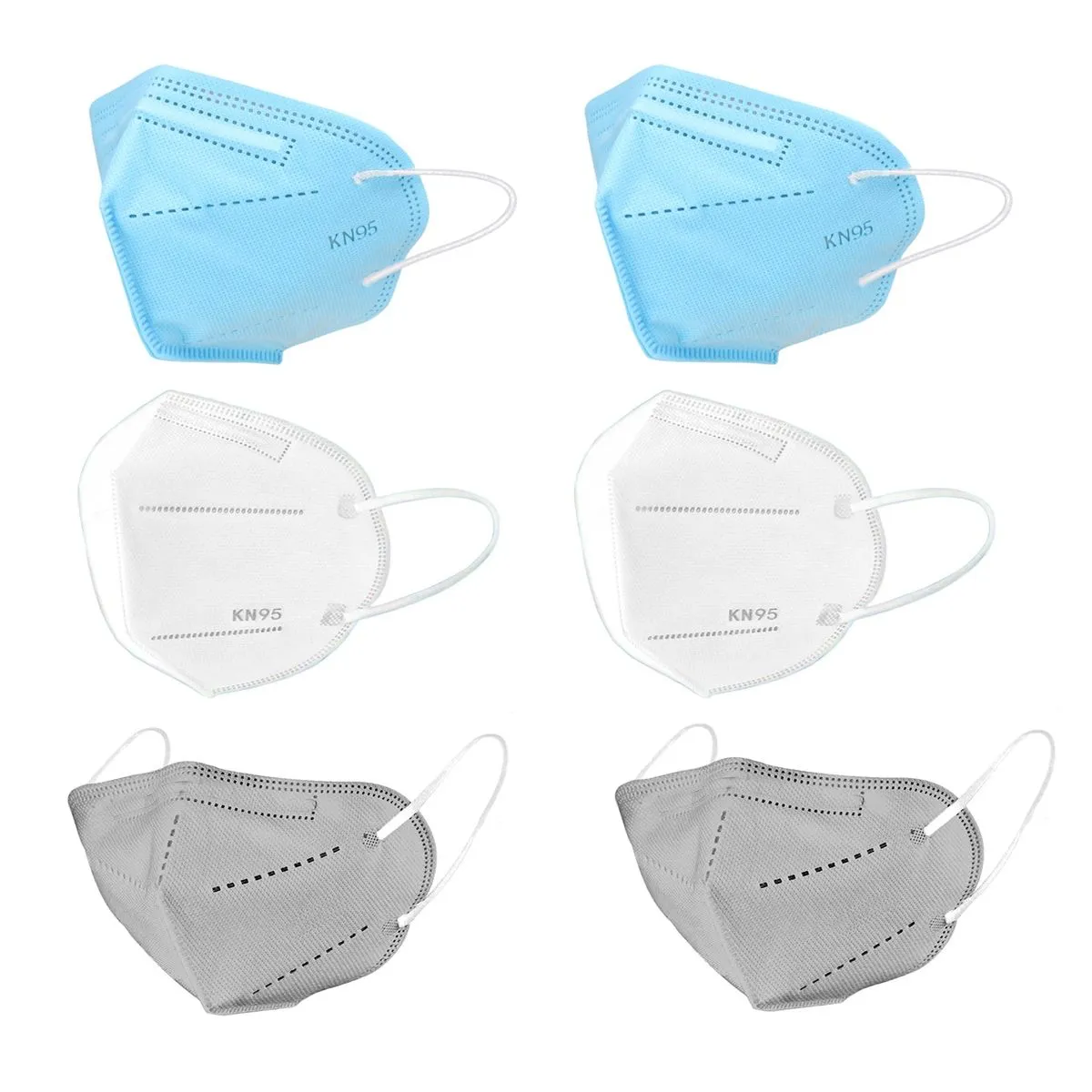 Fabula Pack of 6 KN95/N95 Anti-Pollution Reusable 5 Layer Mask (Blue,Grey,White)