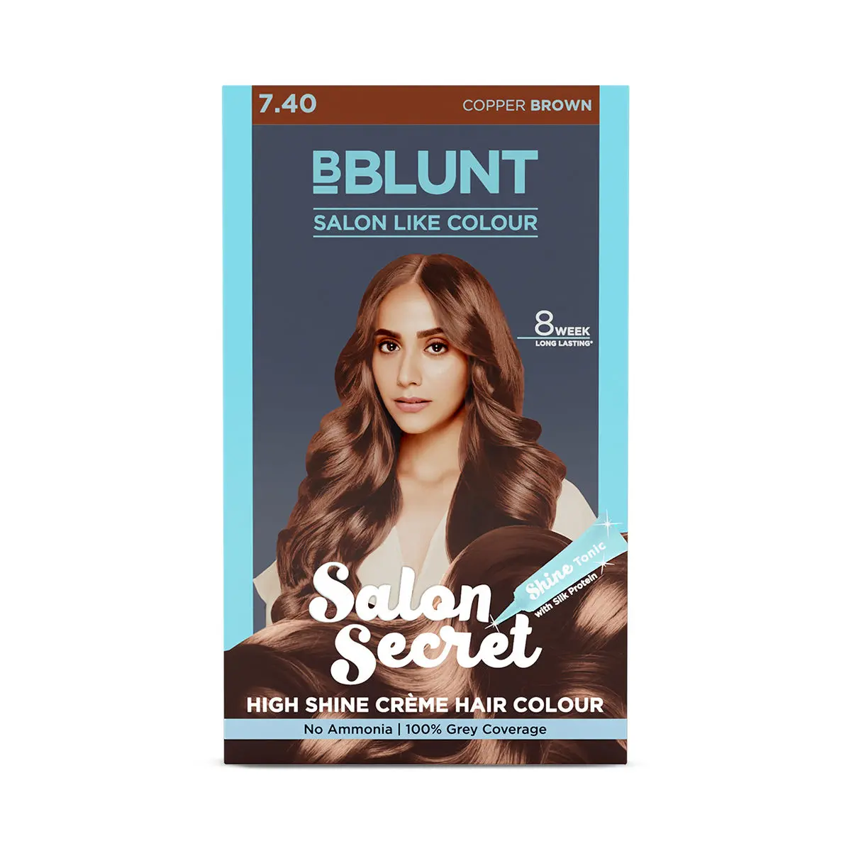 BBLUNT Salon Secret High Shine Creme Hair Colour - Copper Brown - 50 g + 50 ml + 8 ml