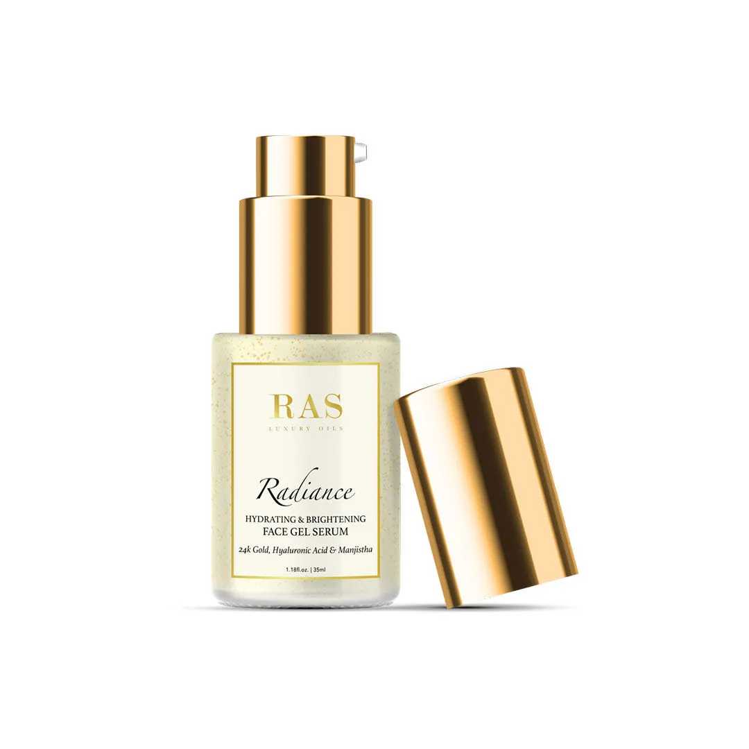 Ras Luxury Oils 24k Gold Radiance Hydrating & Brightening Gel Face Serum with Hyaluronic Acid