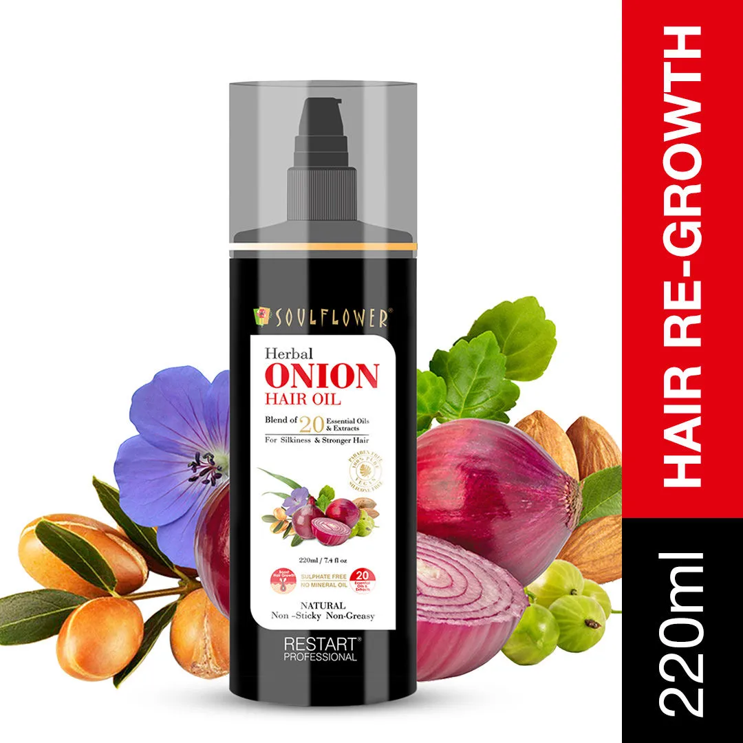 Soulflower Onion Hair Oil For Hair Growth & Hair Fall Control Enriched With Amla Coconut Oil