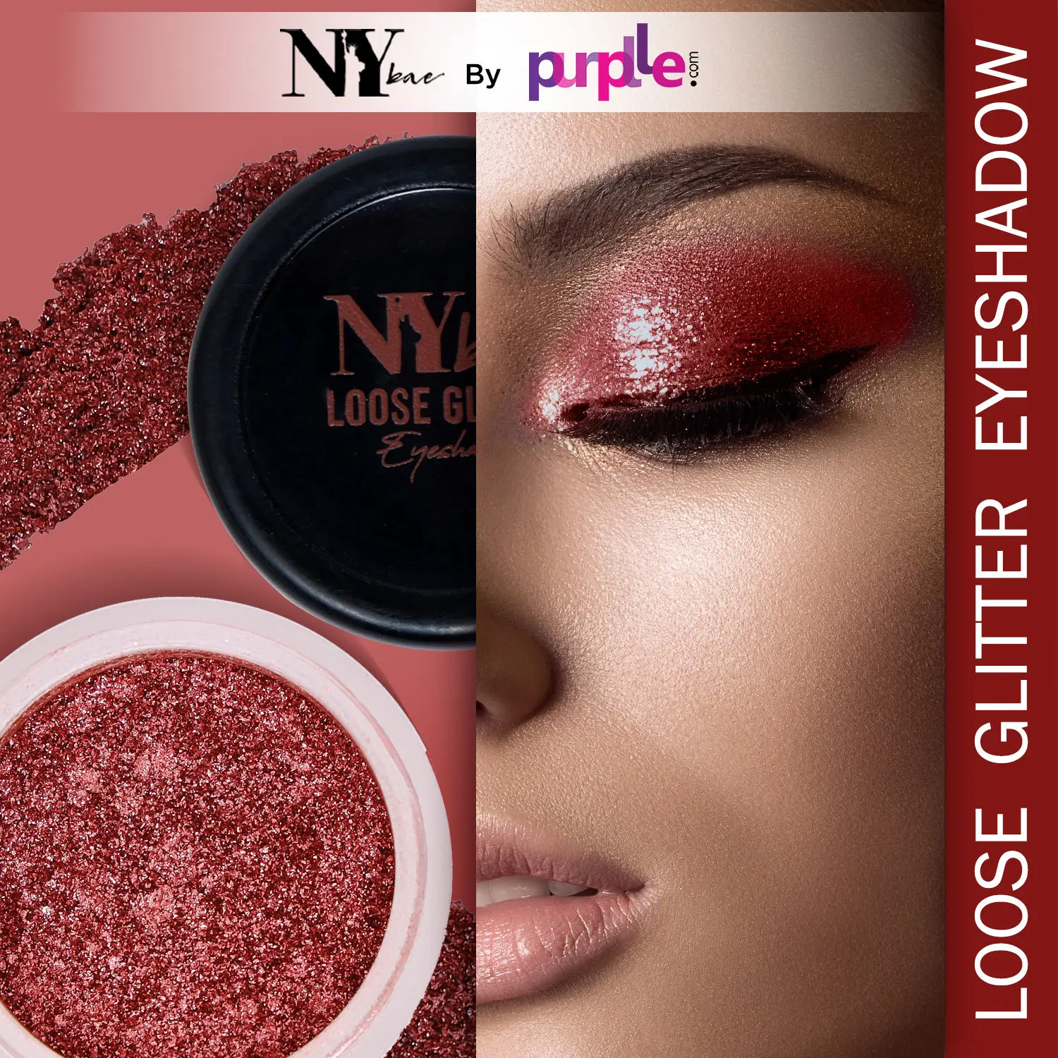 NY Bae Loose Glitter Eyeshadow - Party Pink 05 (2 g) | Loaded With Oils & Fruit Extract | Rich Colour | Long lasting | Easy To Use | Cruelty Free