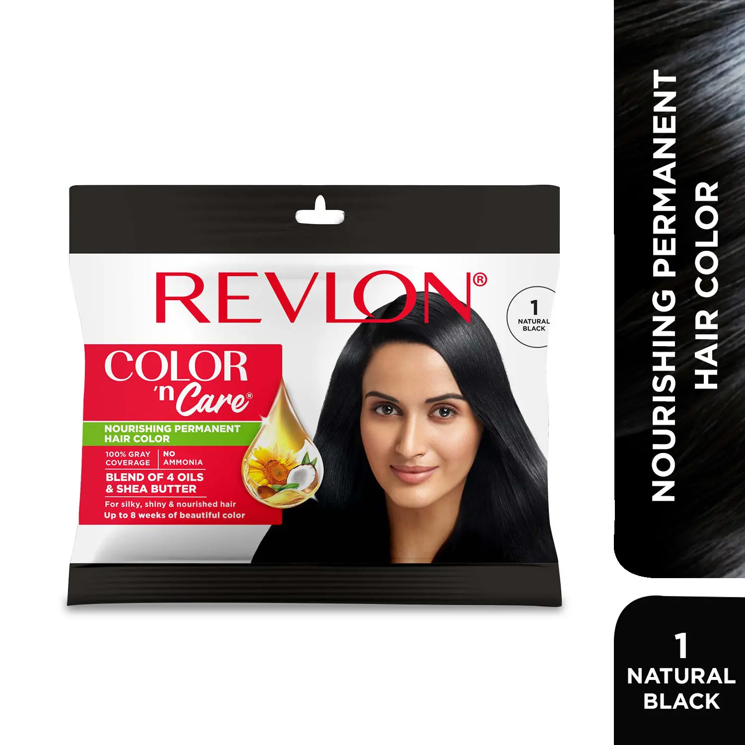 REVLON Color 'n Care NOURISHING PERMANENT HAIR COLOR - 1 Natural Black (Sachet)