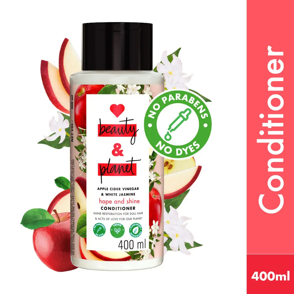 Love Beauty & Planet Apple Cider Vinegar & Jasmine Paraben Free Shine Conditioner, 400 ml