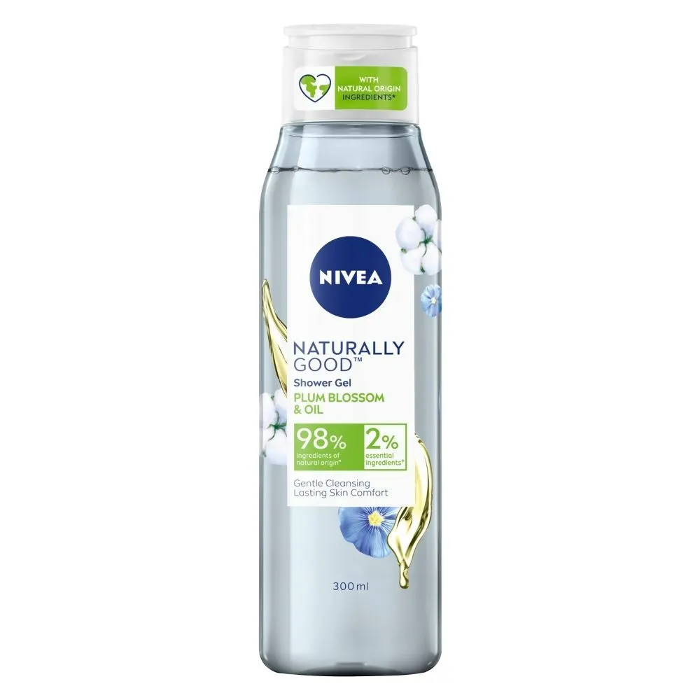 NIVEA Naturally Good Body Wash, Plum Blossom & Oil Shower Gel, No Parabens, Vegan Formula