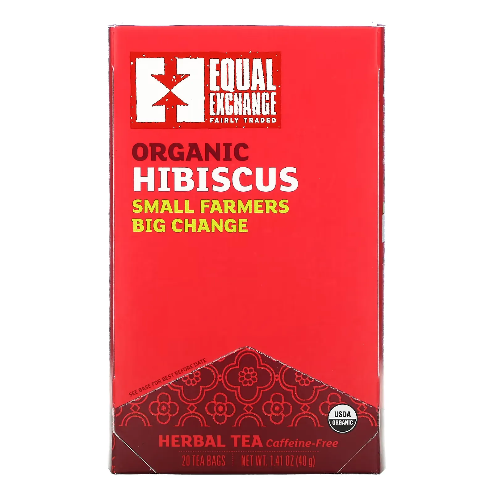 Organic Hibiscus Herbal Tea, Caffeine-Free, 20 Tea Bags, 1.41 oz (40 g)