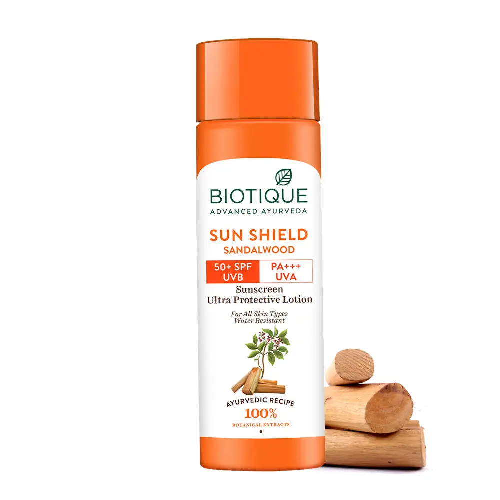 Biotique Sun Shield  Sandalwood Ultra Protective Lotion 50+ Spf Uva/Uvb Sunscreen (190 ml)