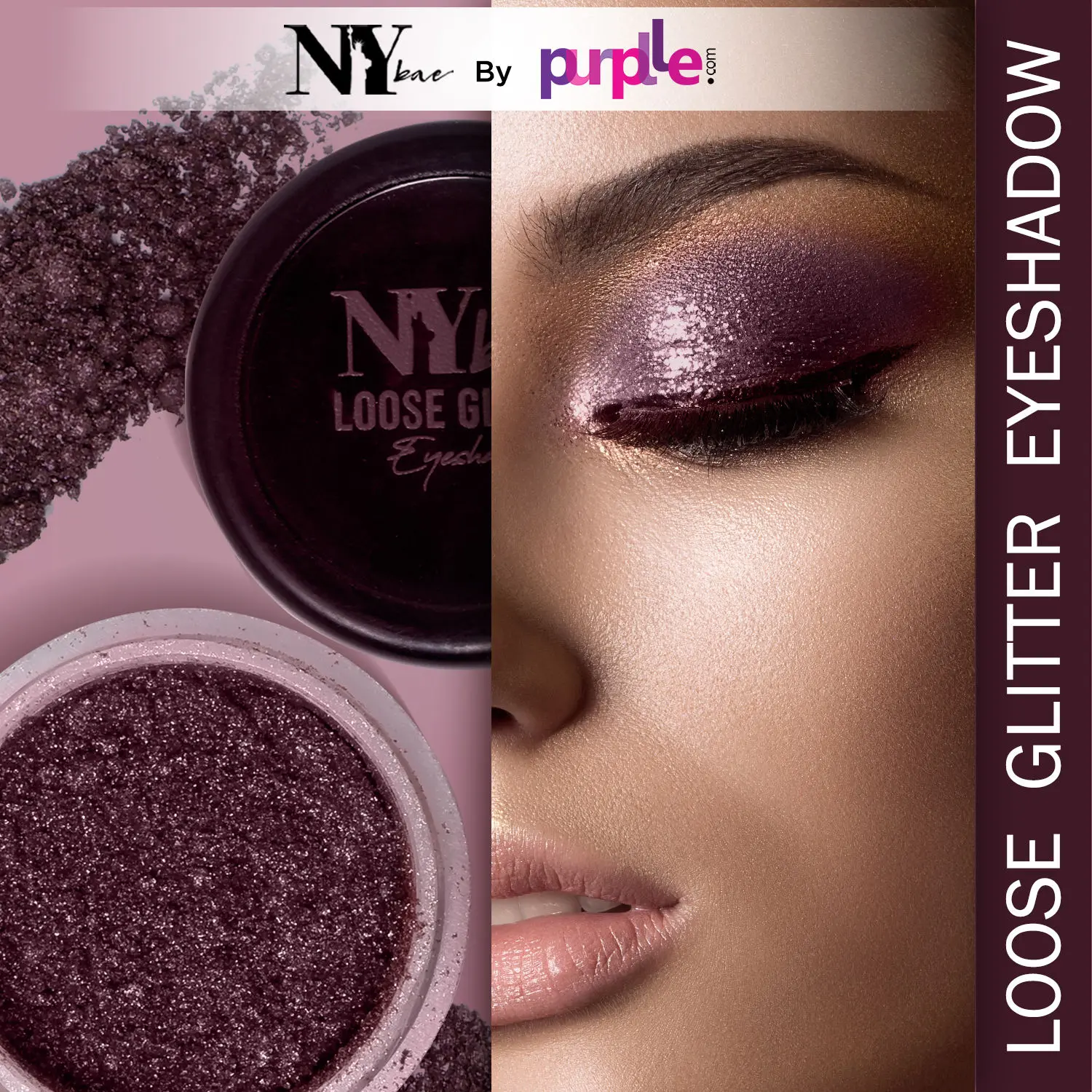 NY Bae Loose Glitter Eyeshadow - Velvet Plum 10 (2 g) | Loaded With Oils & Fruit Extract | Rich Colour | Long lasting | Easy To Use | Cruelty Free