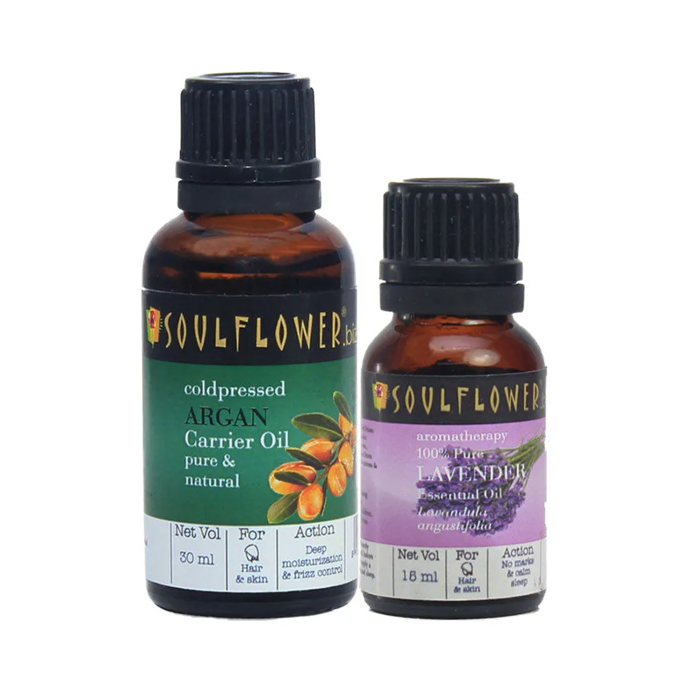 Soulflower Argan Carrier Oil & Lavender Essential Oil Combo