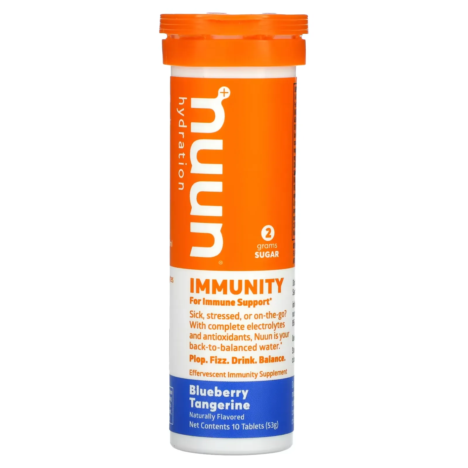 Hydration, Immunity, Effervescent Immunity Supplement, Blueberry Tangerine, 10 Tablets