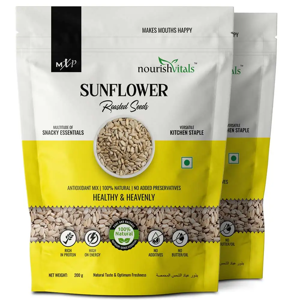 NourishVitals Roasted Sunflower Seeds,  Natural (Pack of 2)  0.200 kg