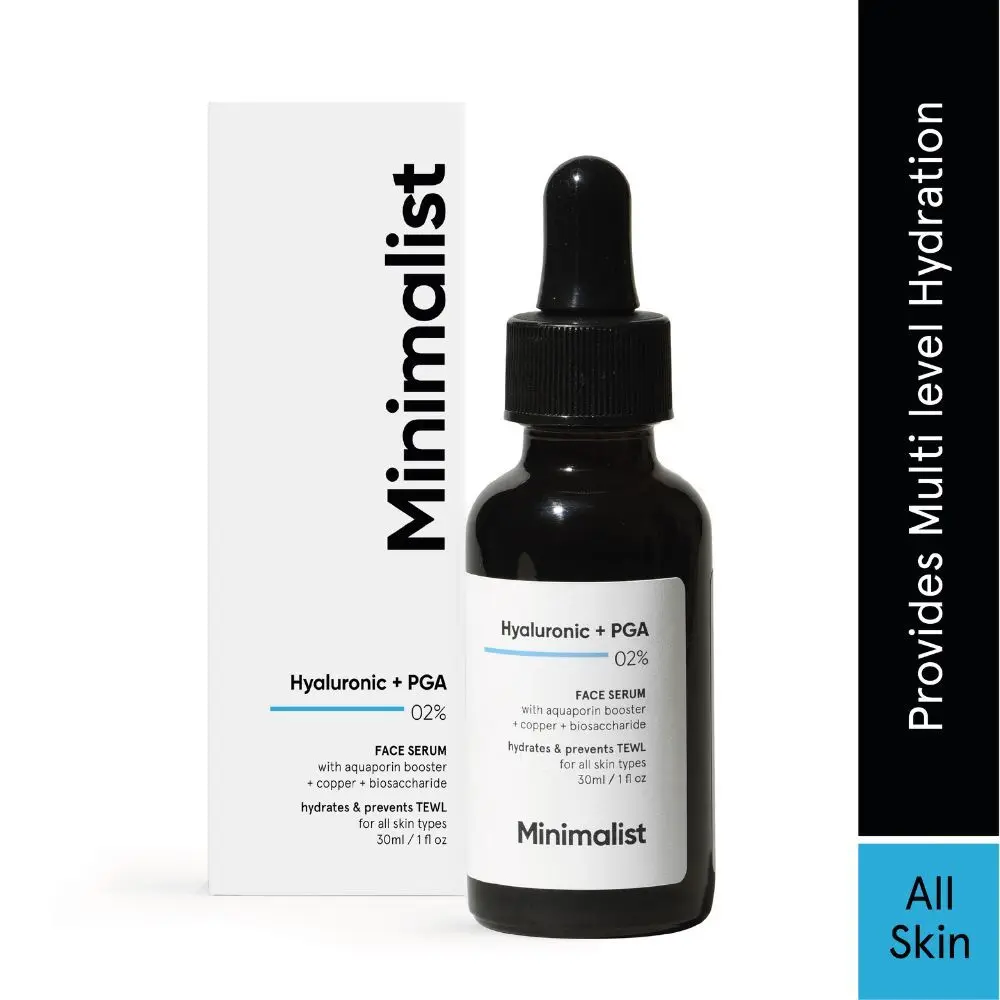 Minimalist 2% Hyaluronic Acid + PGA Face Serum With Aquaporin Booster + Copper + Biosaccharide, 30ml