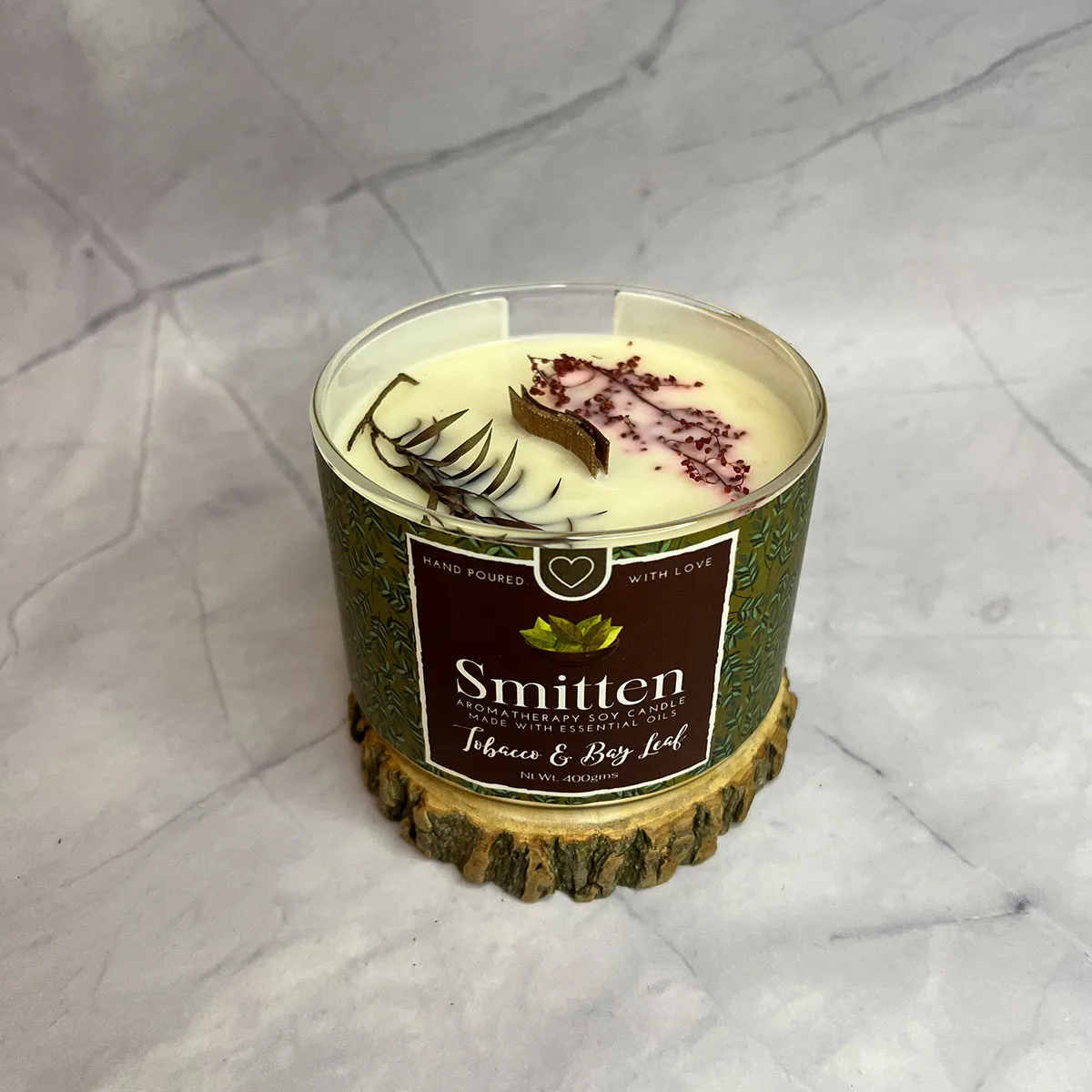 Smitten Aromatherapy Candle Tobacco and Bay Leaf (400gms)