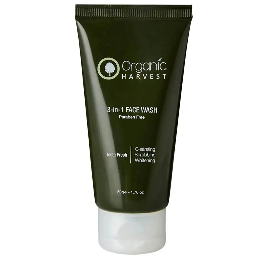 Organic Harvest 3 in 1 Face Wash (Paraben Free),  50 g  All Skin Types