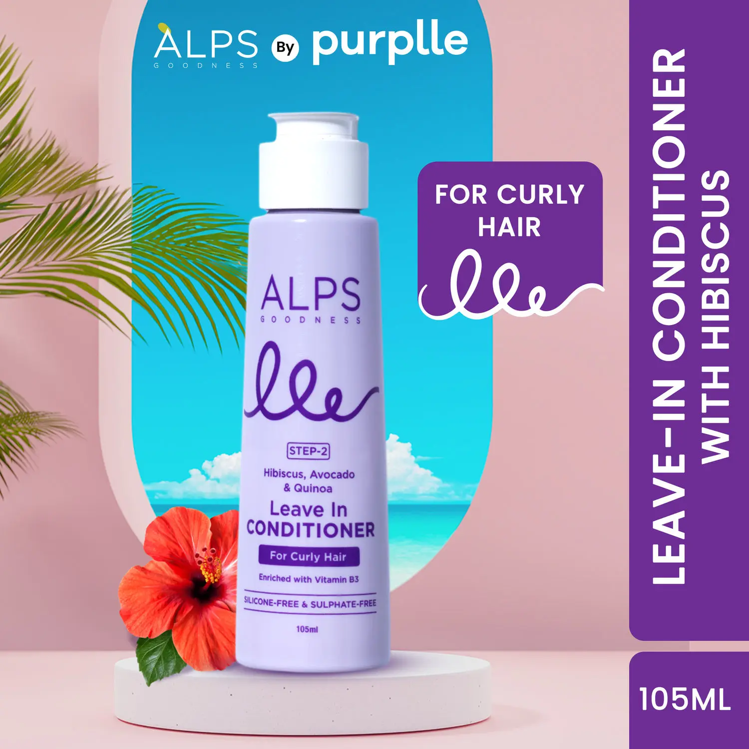 Alps Goodness Hibiscus,Avocado & Quinoa Leave in Conditioner for Curly Hair Enriched with Vitamin B3 (105 ml)