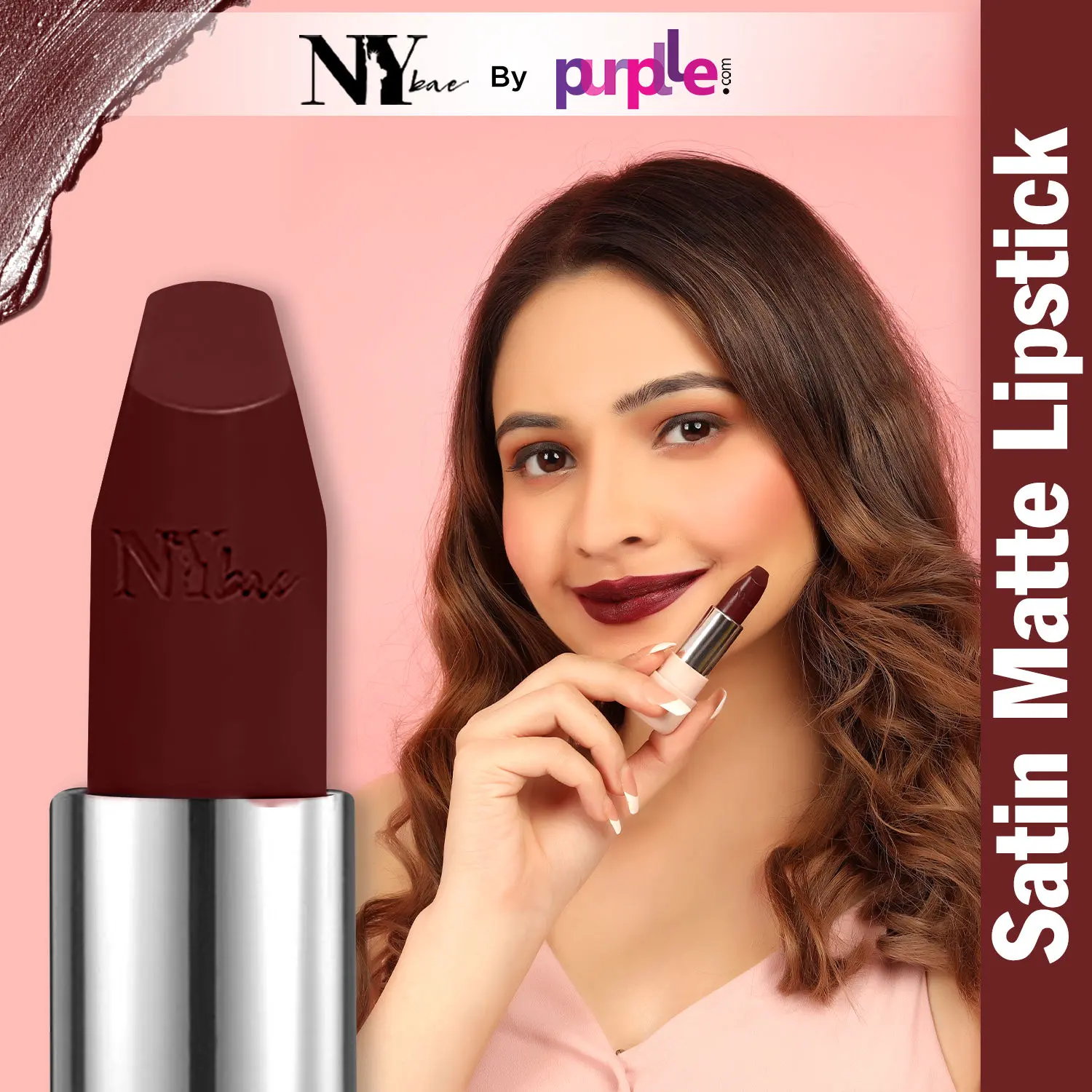 NY Bae Satin Matte Lipstick - Win Wine 15 (4.2 g) | Purple | Silky Smooth Texture | High Shine | Weightless | With Vitamin A & E