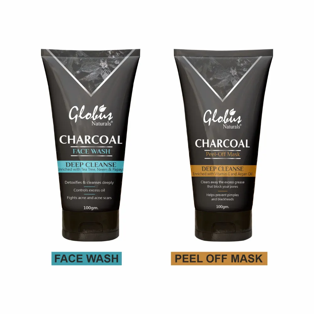 Globus Naturals Charcoal Detoxifying Combo Kit Face Wash & Peel Off Mask