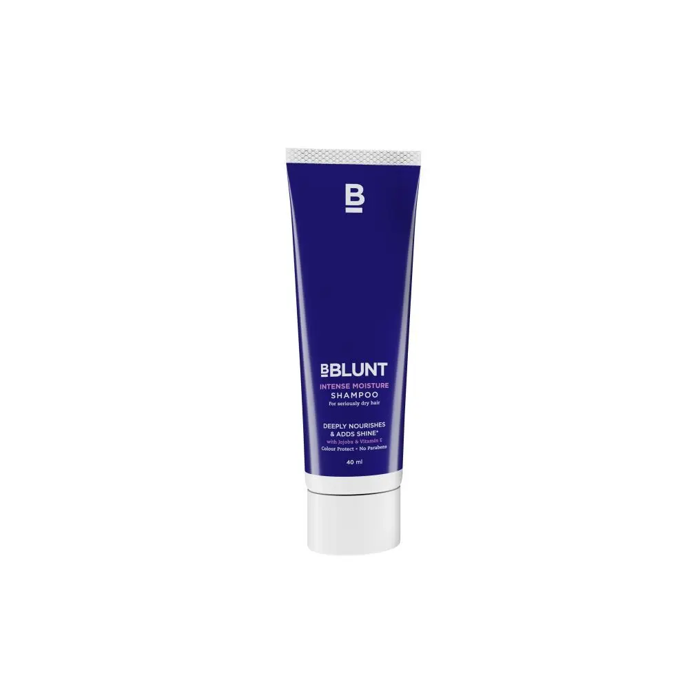 BBLUNT Intense Moisture Shampoo for Seriously Dry Hair, with Jojoba and Vitamin E. No Parabens. 40ml