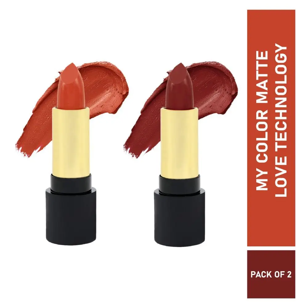 Half N Half Velvet Matte Texture Lipstick My Colour, Almond-Peach & Irish-Coffee, PO2 (7.6gm)