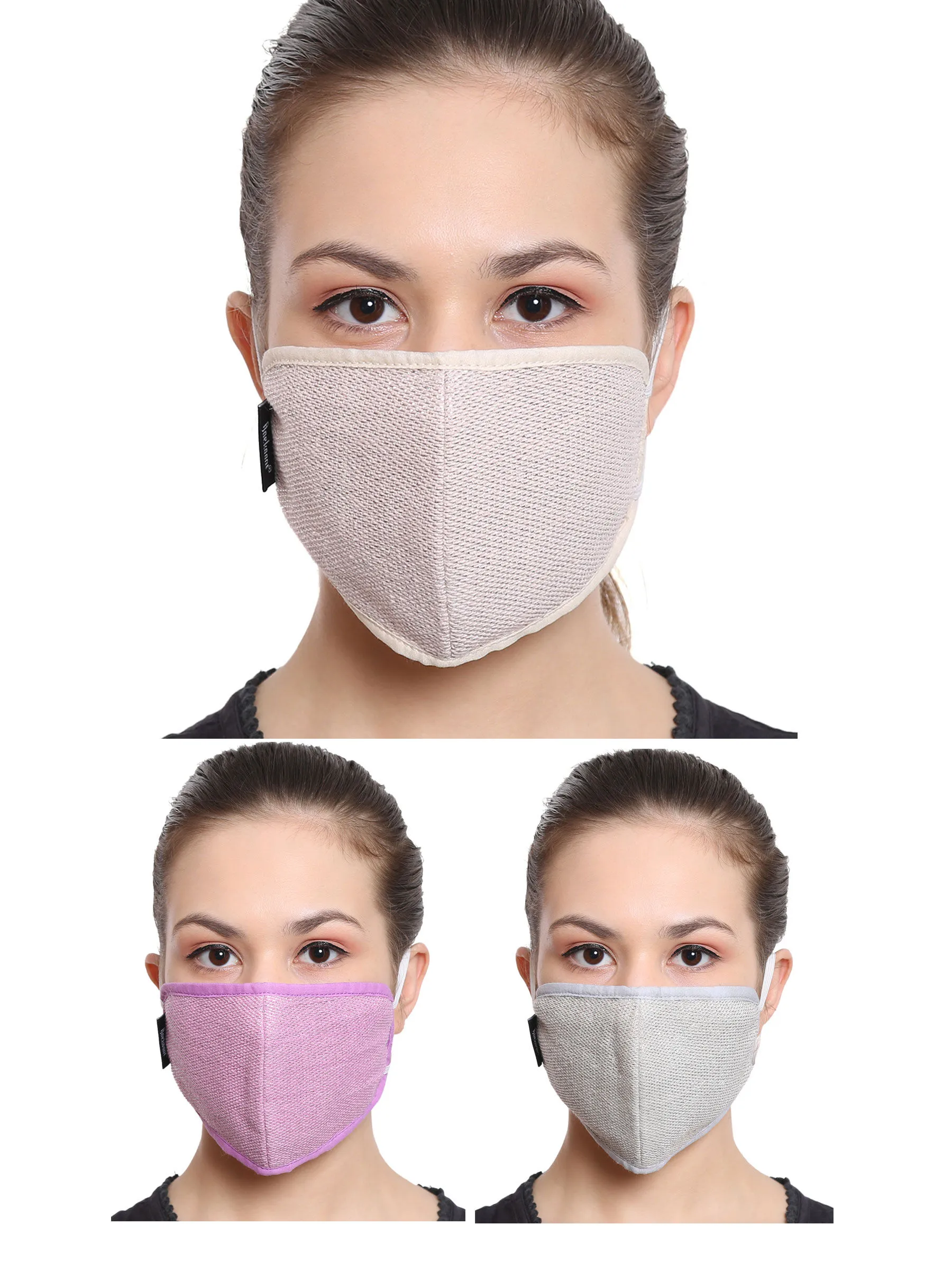 Anekaant Multicolor 3-Ply Reusable Cotton Lurex Fabric Fashion Mask (Pack Of 3)