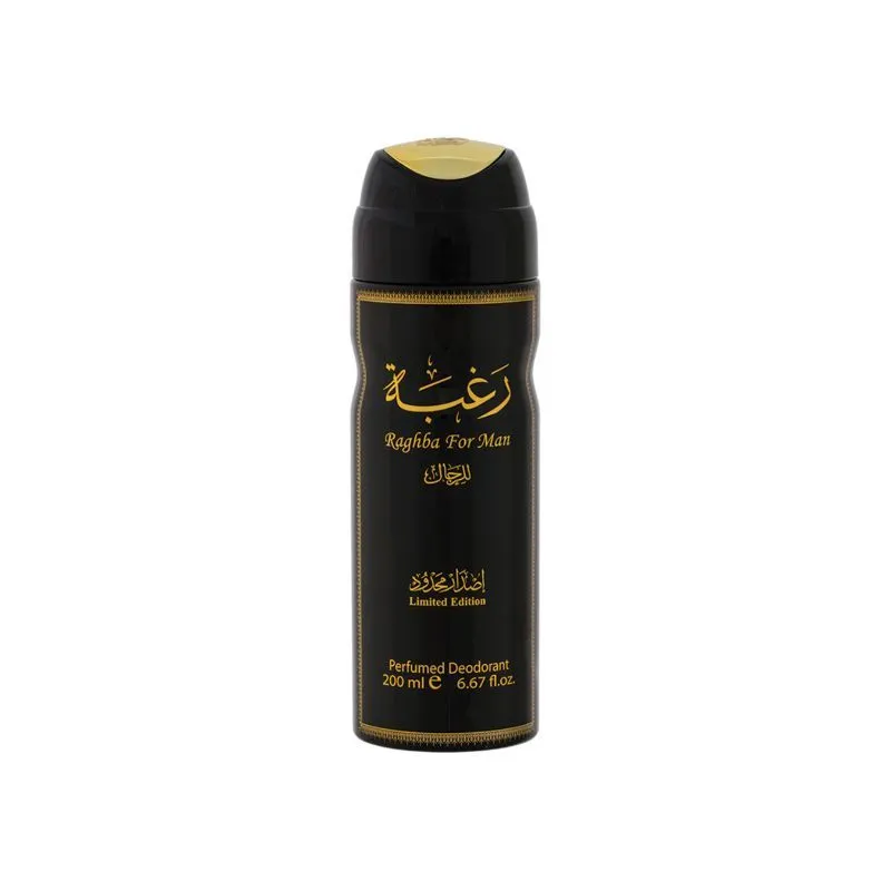 Lattafa Raghba Black Edition Long Lasting Perfumed Deodorant